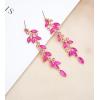 imageCSY 4 Pcs Elegant Bridal Jewelry Sets Austrian Marquise Crystal Wedding Necklace Dangle Earrings Tennis Bracelet Ring Set for Bride Women Costume Accessorieshot pink  gold tone