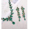 imageCSY 4 Pcs Elegant Bridal Jewelry Sets Austrian Marquise Crystal Wedding Necklace Dangle Earrings Tennis Bracelet Ring Set for Bride Women Costume Accessoriesgreen crystalgold tone