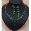 imageCSY 4 Pcs Elegant Bridal Jewelry Sets Austrian Marquise Crystal Wedding Necklace Dangle Earrings Tennis Bracelet Ring Set for Bride Women Costume Accessoriesgreen crystalgold tone