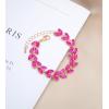 imageCSY 4 Pcs Elegant Bridal Jewelry Sets Austrian Marquise Crystal Wedding Necklace Dangle Earrings Tennis Bracelet Ring Set for Bride Women Costume Accessorieshot pink  gold tone