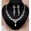 imageCSY 4 Pcs Elegant Bridal Jewelry Sets Austrian Marquise Crystal Wedding Necklace Dangle Earrings Tennis Bracelet Ring Set for Bride Women Costume Accessorieswhite crystalsilver tone