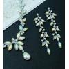 imageCSY 4 Pcs Elegant Bridal Jewelry Sets Austrian Marquise Crystal Wedding Necklace Dangle Earrings Tennis Bracelet Ring Set for Bride Women Costume AccessoriesIridescent AB Crystal  Silver tone