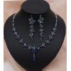 imageCSY 4 Pcs Elegant Bridal Jewelry Sets Austrian Marquise Crystal Wedding Necklace Dangle Earrings Tennis Bracelet Ring Set for Bride Women Costume Accessoriesnavy blue crystalplatinum tone