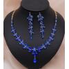 imageCSY 4 Pcs Elegant Bridal Jewelry Sets Austrian Marquise Crystal Wedding Necklace Dangle Earrings Tennis Bracelet Ring Set for Bride Women Costume Accessoriesroyal bluegold tone