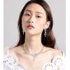 imageCSY 4 Pcs Elegant Bridal Jewelry Sets Austrian Marquise Crystal Wedding Necklace Dangle Earrings Tennis Bracelet Ring Set for Bride Women Costume AccessoriesIridescent AB Crystal  Silver tone