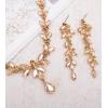 imageCSY 4 Pcs Elegant Bridal Jewelry Sets Austrian Marquise Crystal Wedding Necklace Dangle Earrings Tennis Bracelet Ring Set for Bride Women Costume Accessorieschampagne gold