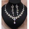 imageCSY 4 Pcs Elegant Bridal Jewelry Sets Austrian Marquise Crystal Wedding Necklace Dangle Earrings Tennis Bracelet Ring Set for Bride Women Costume AccessoriesIridescent AB Crystal  Silver tone
