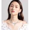 imageCSY 4 Pcs Elegant Bridal Jewelry Sets Austrian Marquise Crystal Wedding Necklace Dangle Earrings Tennis Bracelet Ring Set for Bride Women Costume Accessorieswhite crystalsilver tone
