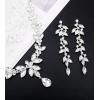 imageCSY 4 Pcs Elegant Bridal Jewelry Sets Austrian Marquise Crystal Wedding Necklace Dangle Earrings Tennis Bracelet Ring Set for Bride Women Costume Accessorieswhite crystalsilver tone