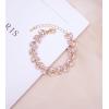 imageCSY 4 Pcs Elegant Bridal Jewelry Sets Austrian Marquise Crystal Wedding Necklace Dangle Earrings Tennis Bracelet Ring Set for Bride Women Costume Accessorieslight pink  gold tone