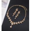 imageCSY 4 Pcs Elegant Bridal Jewelry Sets Austrian Marquise Crystal Wedding Necklace Dangle Earrings Tennis Bracelet Ring Set for Bride Women Costume Accessorieschampagne gold