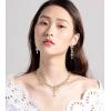 imageCSY 4 Pcs Elegant Bridal Jewelry Sets Austrian Marquise Crystal Wedding Necklace Dangle Earrings Tennis Bracelet Ring Set for Bride Women Costume Accessorieschampagne gold