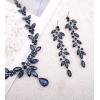 imageCSY 4 Pcs Elegant Bridal Jewelry Sets Austrian Marquise Crystal Wedding Necklace Dangle Earrings Tennis Bracelet Ring Set for Bride Women Costume Accessoriesnavy blue crystalplatinum tone