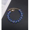 imageCSY 4 Pcs Elegant Bridal Jewelry Sets Austrian Marquise Crystal Wedding Necklace Dangle Earrings Tennis Bracelet Ring Set for Bride Women Costume Accessoriesroyal bluegold tone