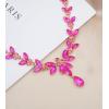 imageCSY 4 Pcs Elegant Bridal Jewelry Sets Austrian Marquise Crystal Wedding Necklace Dangle Earrings Tennis Bracelet Ring Set for Bride Women Costume Accessorieshot pink  gold tone