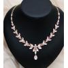 imageCSY 4 Pcs Elegant Bridal Jewelry Sets Austrian Marquise Crystal Wedding Necklace Dangle Earrings Tennis Bracelet Ring Set for Bride Women Costume Accessorieslight pink  gold tone