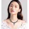 imageCSY 4 Pcs Elegant Bridal Jewelry Sets Austrian Marquise Crystal Wedding Necklace Dangle Earrings Tennis Bracelet Ring Set for Bride Women Costume Accessoriesblack