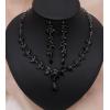 imageCSY 4 Pcs Elegant Bridal Jewelry Sets Austrian Marquise Crystal Wedding Necklace Dangle Earrings Tennis Bracelet Ring Set for Bride Women Costume Accessoriesblack
