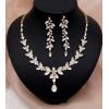 imageCSY 4 Pcs Elegant Bridal Jewelry Sets Austrian Marquise Crystal Wedding Necklace Dangle Earrings Tennis Bracelet Ring Set for Bride Women Costume Accessorieswhite crystalgold tone