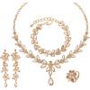 imageCSY 4 Pcs Elegant Bridal Jewelry Sets Austrian Marquise Crystal Wedding Necklace Dangle Earrings Tennis Bracelet Ring Set for Bride Women Costume Accessorieschampagne gold