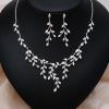 imageCSY Luxury Bridal Necklace Earrings Bracelet Set Cubic Zirconia Wedding Jewelry for Bride Bridesmaids CZ Plants Vine Platinum Jewelry Set WomenWhite CZPlatinum Tone