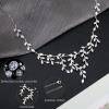 imageCSY Luxury Bridal Necklace Earrings Bracelet Set Cubic Zirconia Wedding Jewelry for Bride Bridesmaids CZ Plants Vine Platinum Jewelry Set WomenWhite CZPlatinum Tone