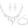 imageCSY Luxury Bridal Necklace Earrings Bracelet Set Cubic Zirconia Wedding Jewelry for Bride Bridesmaids CZ Plants Vine Platinum Jewelry Set WomenWhite CZPlatinum Tone