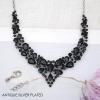 imageCSY Retro Jewelry Sets Women Vintage Necklace Earrings Bracelet Ring Sets Crystal Antique Finish JewelryBlack crystalAntique Silver Tone