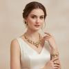 imageCSY Retro Jewelry Sets Women Vintage Necklace Earrings Bracelet Ring Sets Crystal Antique Finish JewelryChampagne GoldAntique Gold Tone
