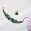 imageCSY Retro Jewelry Sets Women Vintage Necklace Earrings Bracelet Ring Sets Crystal Antique Finish JewelryDark green crystalAntique Gold Tone