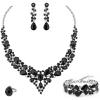 Black crystal-Antique Silver Tone