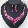 imageCSY Retro Jewelry Sets Women Vintage Necklace Earrings Bracelet Ring Sets Crystal Antique Finish JewelryHot pink crystalAntique Gold Tone