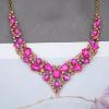 imageCSY Retro Jewelry Sets Women Vintage Necklace Earrings Bracelet Ring Sets Crystal Antique Finish JewelryHot pink crystalAntique Gold Tone