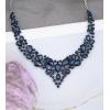 imageCSY Retro Jewelry Sets Women Vintage Necklace Earrings Bracelet Ring Sets Crystal Antique Finish JewelryNavy blue crystalAntique Silver Tone