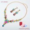 image:imageCSY Elegant Crystal Necklace Earrings Bracelet Ring Bridal Wedding Party Costume Jewelry Sets for Brides Women4 PcsSetGold Plated  Multicolor