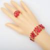 image:imageCSY Elegant Crystal Necklace Earrings Bracelet Ring Bridal Wedding Party Costume Jewelry Sets for Brides Women4 PcsSetGold Plated  Red