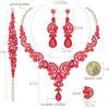 image:imageCSY Elegant Crystal Necklace Earrings Bracelet Ring Bridal Wedding Party Costume Jewelry Sets for Brides Women4 PcsSetGold Plated  Red