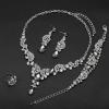 image:imageCSY Elegant Crystal Necklace Earrings Bracelet Ring Bridal Wedding Party Costume Jewelry Sets for Brides Women4 PcsSetGrey
