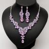 image:imageCSY Elegant Crystal Necklace Earrings Bracelet Ring Bridal Wedding Party Costume Jewelry Sets for Brides Women4 PcsSetViolet