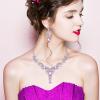 image:imageCSY Elegant Crystal Necklace Earrings Bracelet Ring Bridal Wedding Party Costume Jewelry Sets for Brides Women4 PcsSetViolet