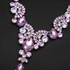 image:imageCSY Elegant Crystal Necklace Earrings Bracelet Ring Bridal Wedding Party Costume Jewelry Sets for Brides Women4 PcsSetViolet