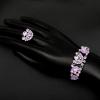 image:imageCSY Elegant Crystal Necklace Earrings Bracelet Ring Bridal Wedding Party Costume Jewelry Sets for Brides Women4 PcsSetViolet
