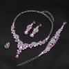 image:imageCSY Elegant Crystal Necklace Earrings Bracelet Ring Bridal Wedding Party Costume Jewelry Sets for Brides Women4 PcsSetViolet