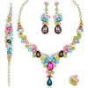 image:imageCSY Elegant Crystal Necklace Earrings Bracelet Ring Bridal Wedding Party Costume Jewelry Sets for Brides Women4 PcsSetGold Plated  Multicolor