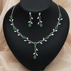 image:imageCSY Elegant Bridal Jewelry Sets Clear Cubic Zirconia Wedding Necklace Earrings Bracelet Set for Birdes Bridesmaids CZ Prom JewelryGreenNecklace Earrings Bracelet