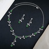 image:imageCSY Elegant Bridal Jewelry Sets Clear Cubic Zirconia Wedding Necklace Earrings Bracelet Set for Birdes Bridesmaids CZ Prom JewelryGreenNecklace Earrings Bracelet