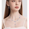 image:imageCSY Elegant Bridal Jewelry Sets Clear Cubic Zirconia Wedding Necklace Earrings Bracelet Set for Birdes Bridesmaids CZ Prom JewelryRoyal BlueNecklace Earrings Bracelet