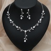 image:imageCSY Elegant Bridal Jewelry Sets Clear Cubic Zirconia Wedding Necklace Earrings Bracelet Set for Birdes Bridesmaids CZ Prom JewelrySilverNecklace Earrings