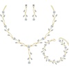 Gold-Necklace Earrings Bracelet