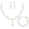 Rose Gold-Necklace Earrings Bracelet
